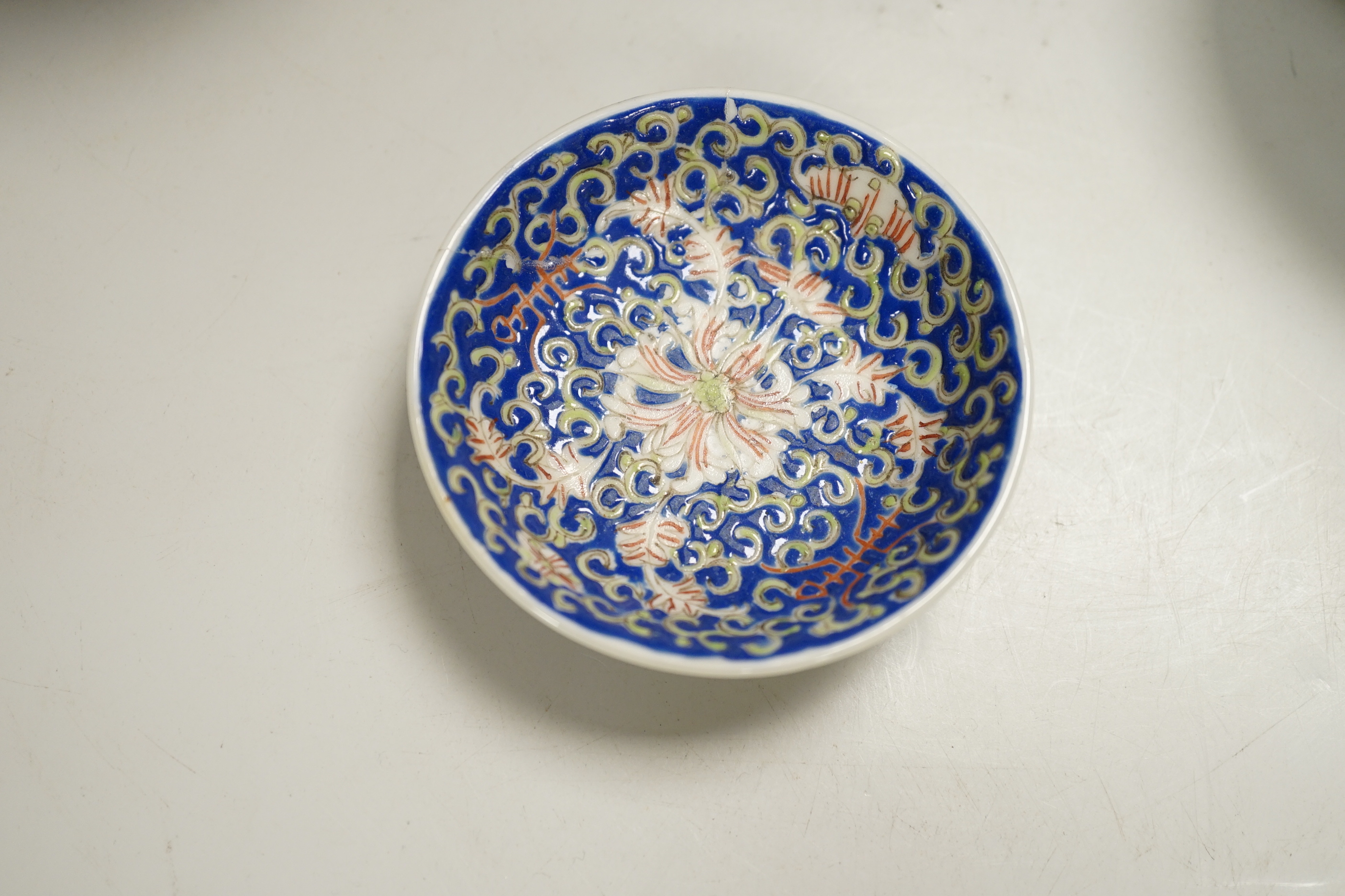 Chinese ceramics including a blue and white vase and bowl, the largest 16cm high